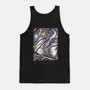 Spiral Galaxy Drawing Black Hearts Space Tank Top